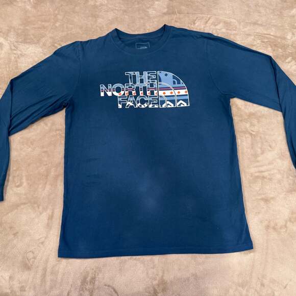 The North Face Men's Box NSE Long Sleeve Tee Shady Blue SIZE MEDIUM - Picture 2 of 6